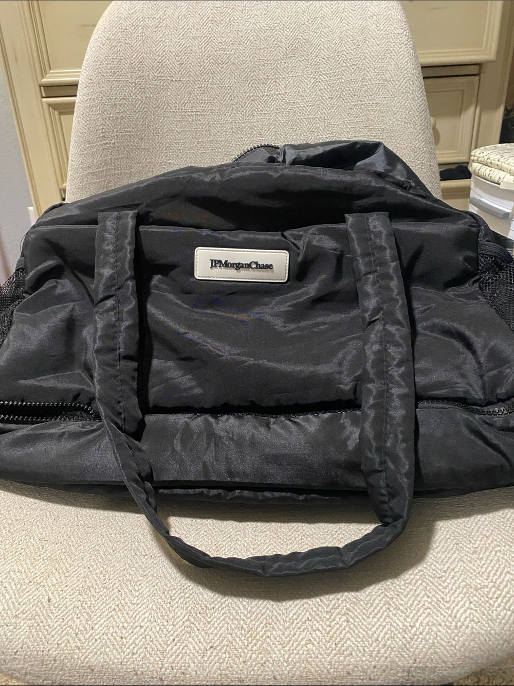 Black Nylon overnight Tote Bag